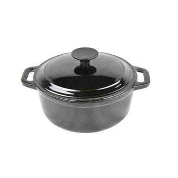 Ensemble de batterie de cuisine / cocotte en fonte émaillée noir rond / ovale de haute qualité